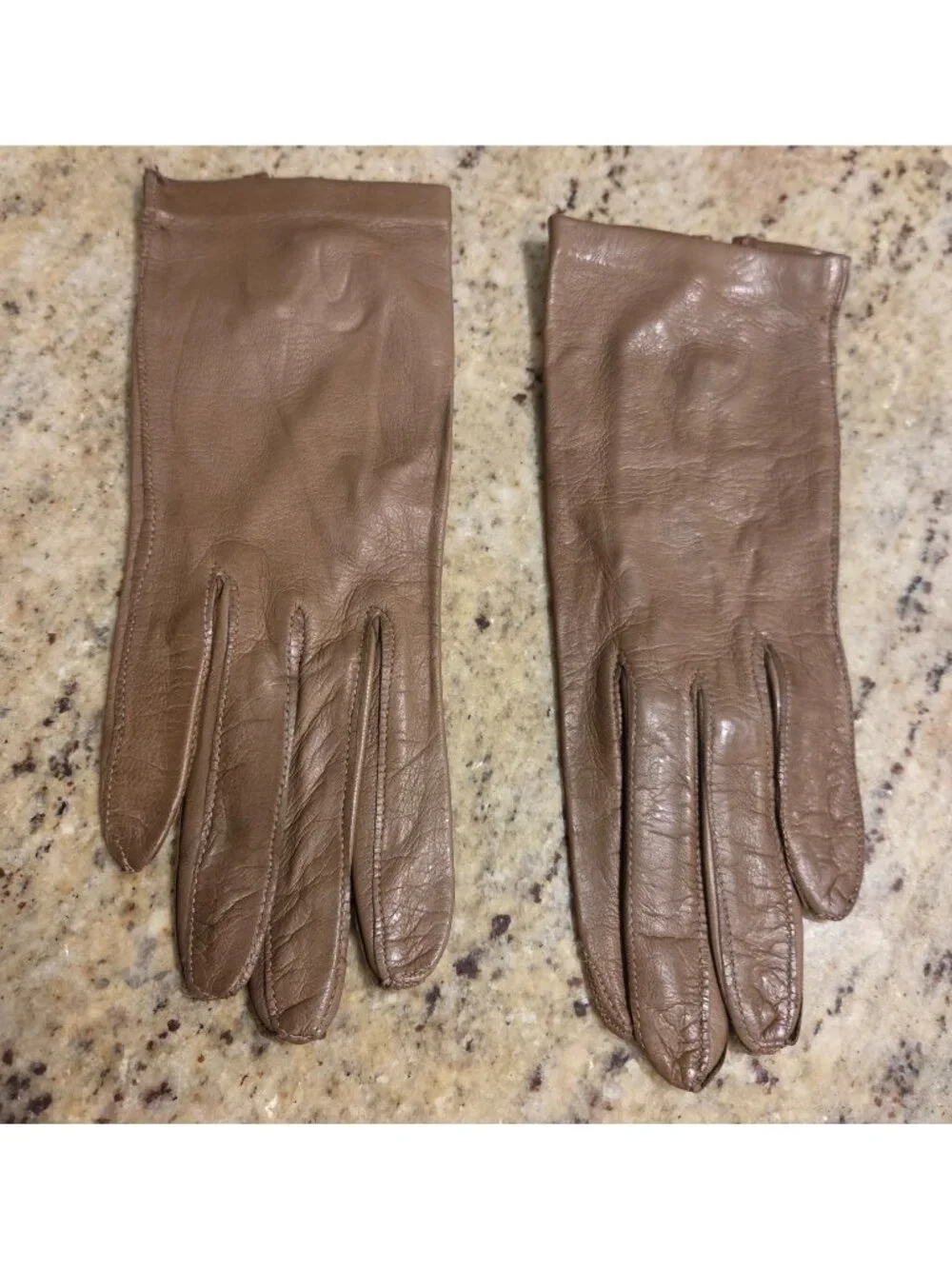 Vintage Womens Size S 6.5 Brown Soft Leather Formal Gloves Italy